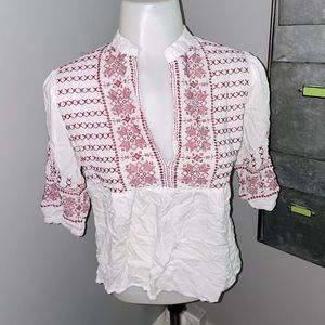 WHITE shirt W/ red stitch detailing